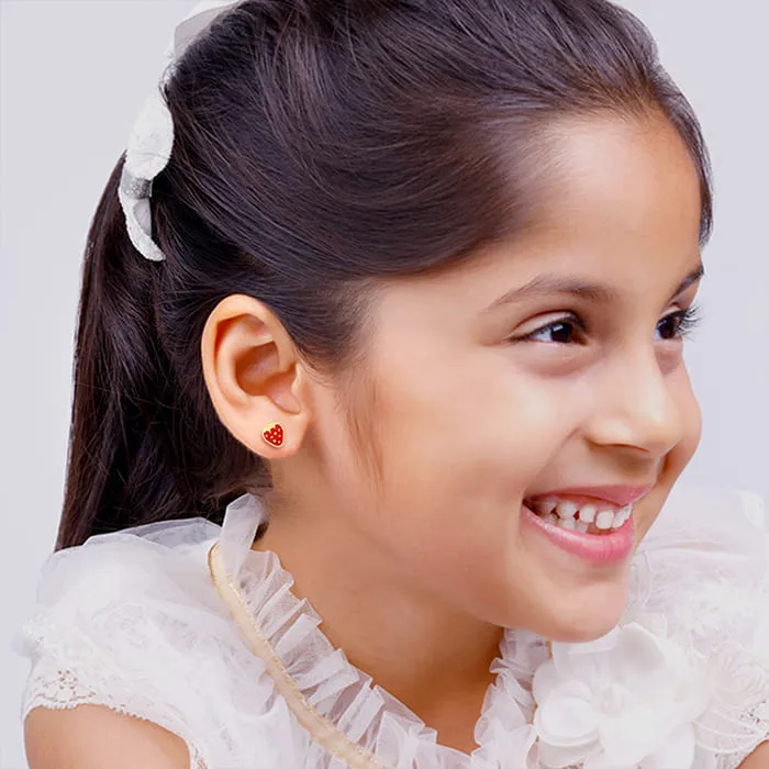Golden Cute Strawberry Kids Earrings (4-12 yrs) Giva