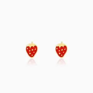 Golden Cute Strawberry Kids Earrings (4-12 yrs) Giva