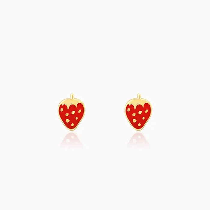 Golden Cute Strawberry Kids Earrings (4-12 yrs) Giva