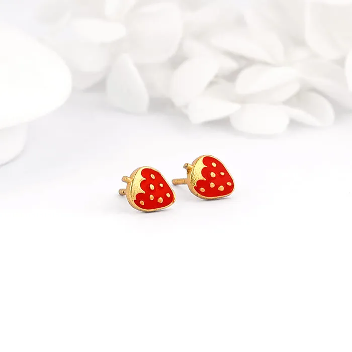 Golden Cute Strawberry Kids Earrings (4-12 yrs) Giva