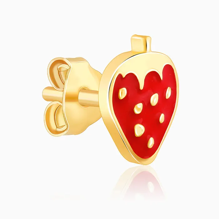 Golden Cute Strawberry Kids Earrings (4-12 yrs) Giva