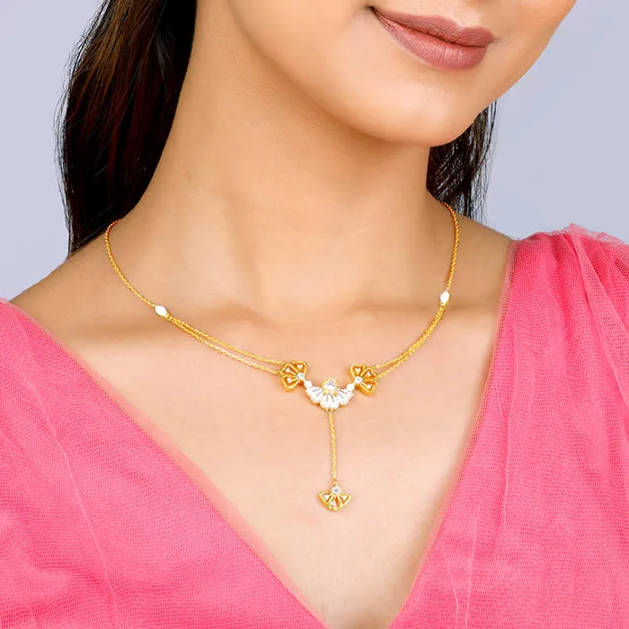 Golden Elegant Eyebright Lariat Necklace Giva