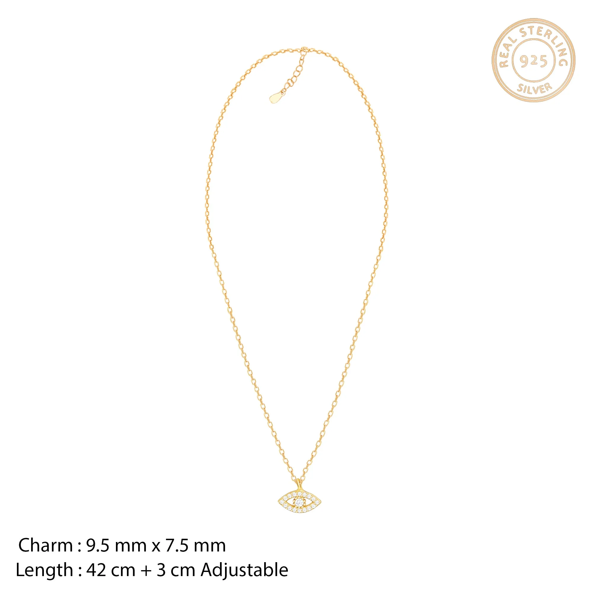 Golden Evil Eye Zircon Pendant With Link Chain Giva