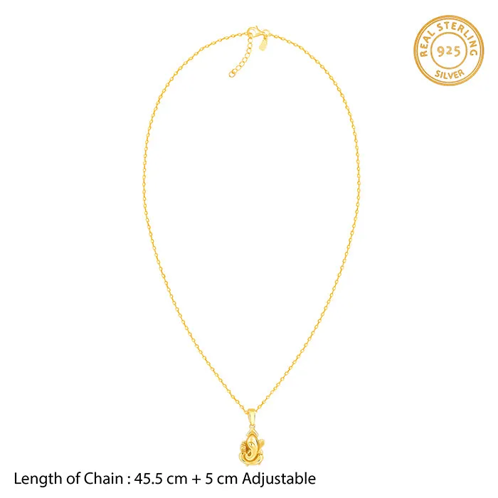 Golden Ganapati Pendant With Link Chain Giva