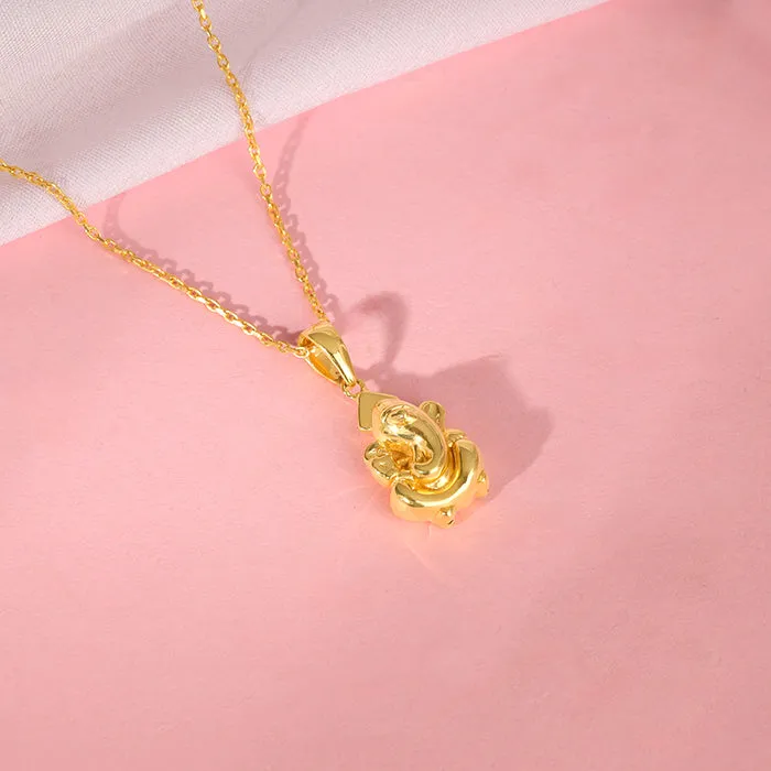 Golden Ganapati Pendant With Link Chain Giva