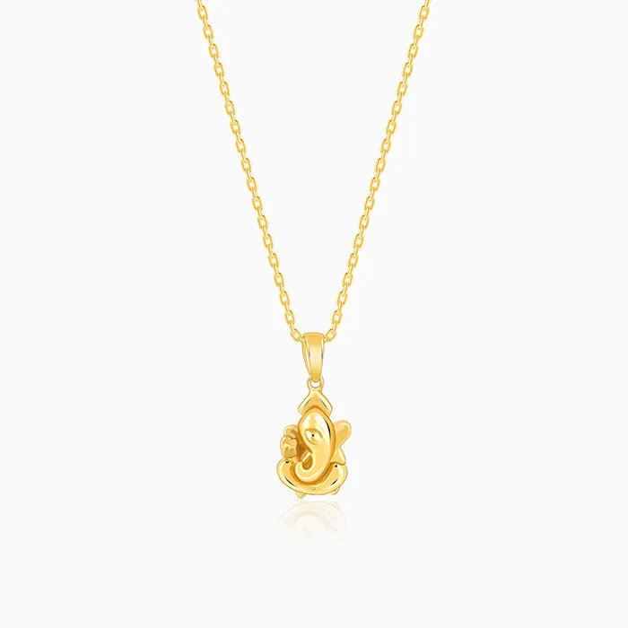 Golden Ganapati Pendant With Link Chain Giva