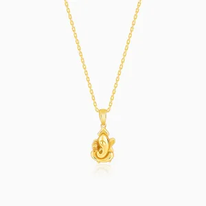 Golden Ganapati Pendant With Link Chain Giva