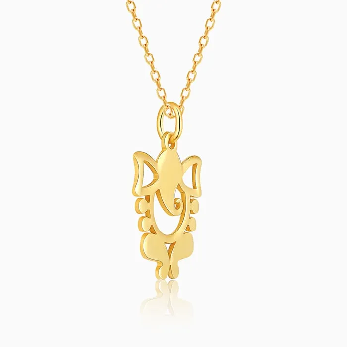 Golden Ganapati Silhouette Pendant with Link Chain Giva