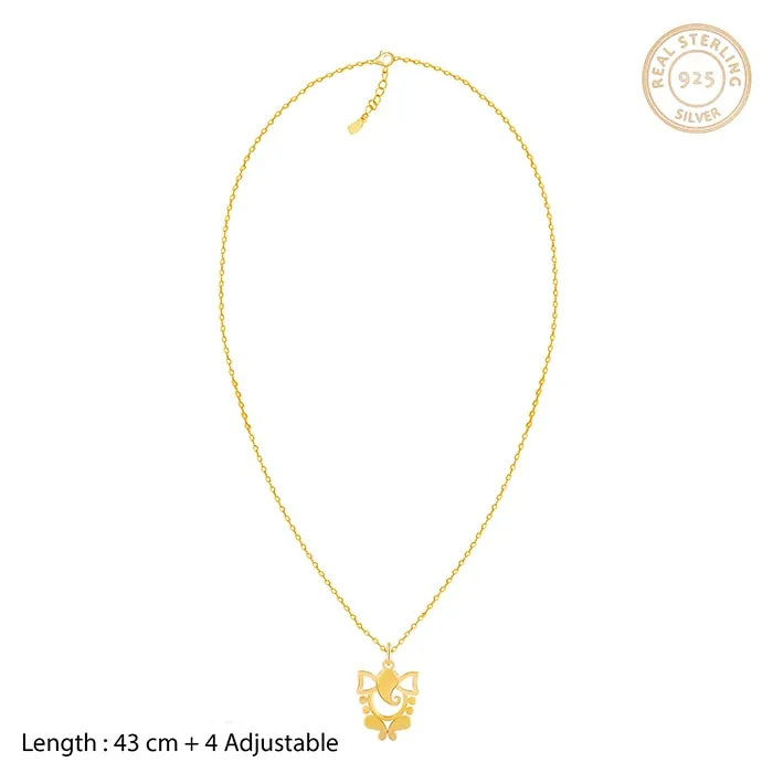 Golden Ganapati Silhouette Pendant with Link Chain Giva
