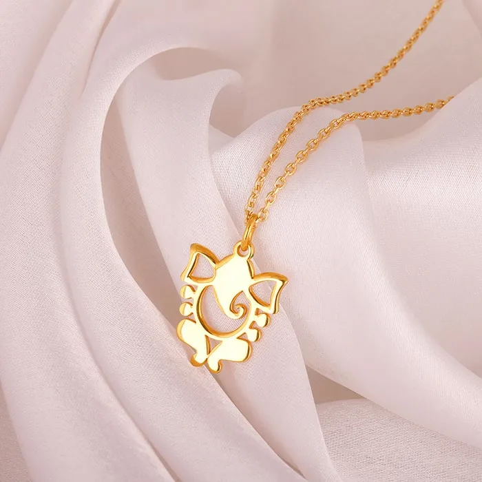 Golden Ganapati Silhouette Pendant with Link Chain Giva