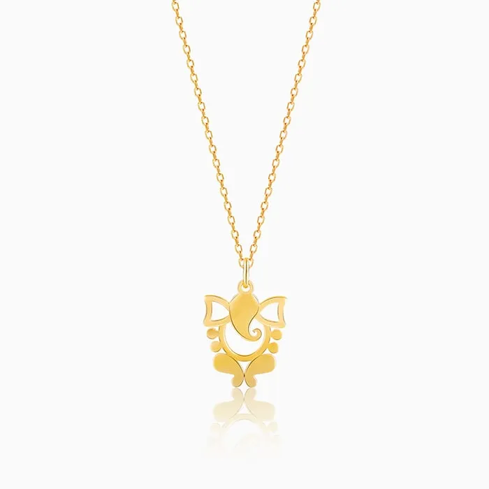 Golden Ganapati Silhouette Pendant with Link Chain Giva