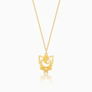 Golden Ganapati Silhouette Pendant with Link Chain Giva