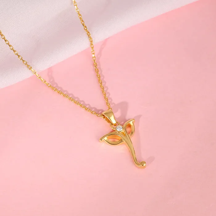 Golden Ganesha Trunk Pendant With Link Chain Giva