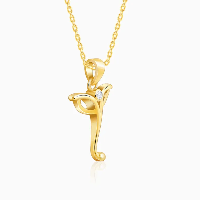 Golden Ganesha Trunk Pendant With Link Chain Giva
