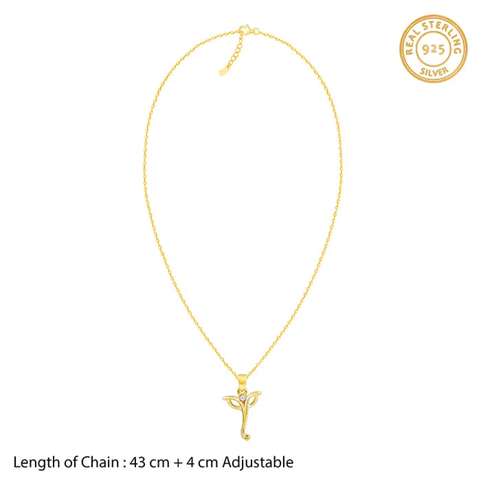 Golden Ganesha Trunk Pendant With Link Chain Giva