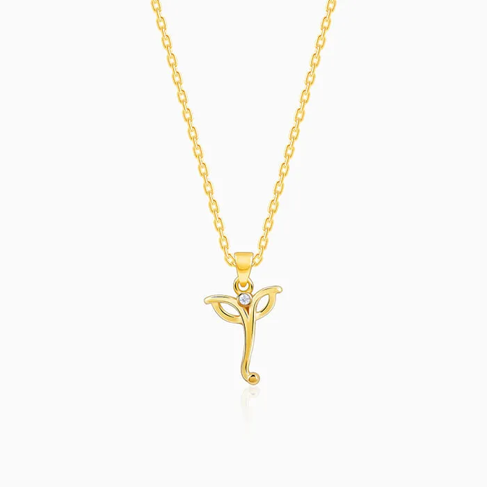 Golden Ganesha Trunk Pendant With Link Chain Giva