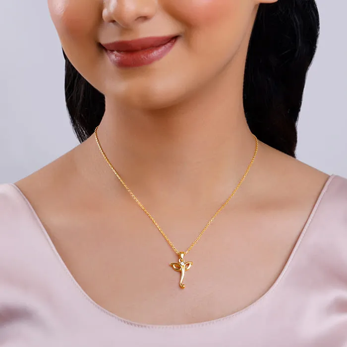 Golden Ganesha Trunk Pendant With Link Chain Giva