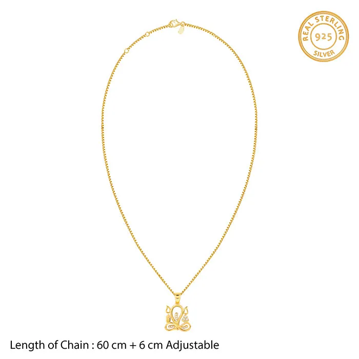 Golden Gleaming Ganesha Pendant With Box Chain For Him Giva