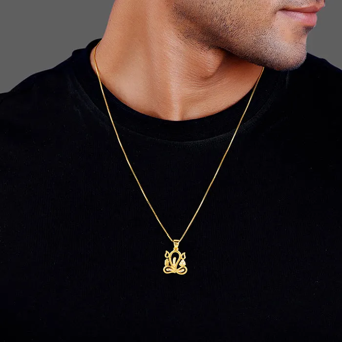 Golden Gleaming Ganesha Pendant With Box Chain For Him Giva