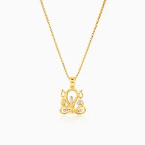Golden Gleaming Ganesha Pendant With Box Chain For Him Giva