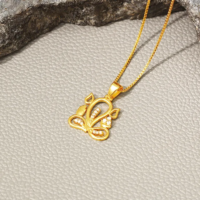 Golden Gleaming Ganesha Pendant With Box Chain For Him Giva