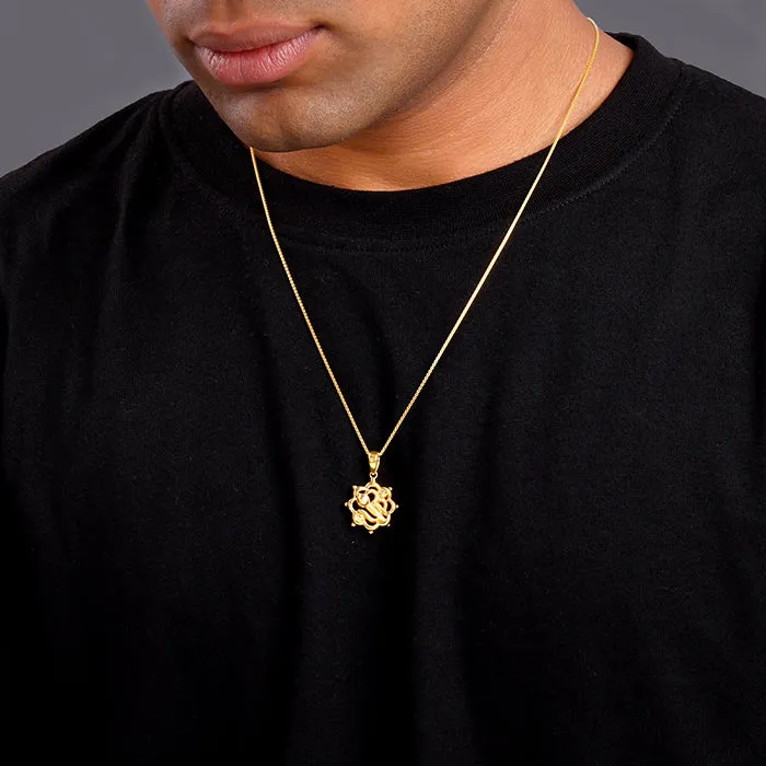 Golden Hanuman Gada Pendant With Link Chain Giva