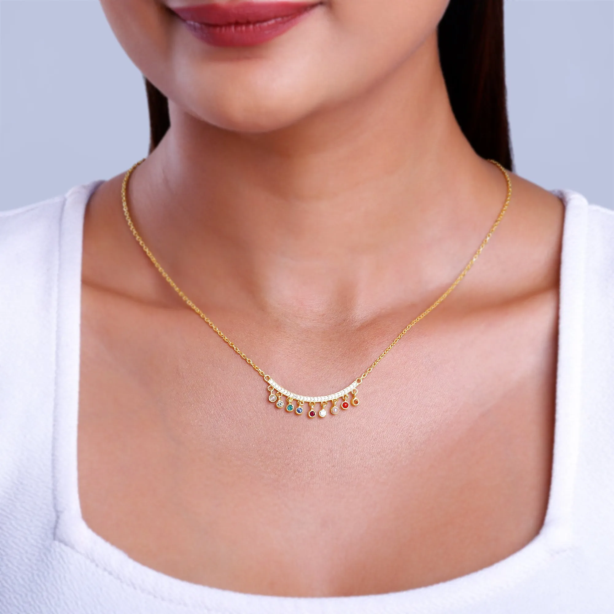 Golden Navratan Necklace Giva