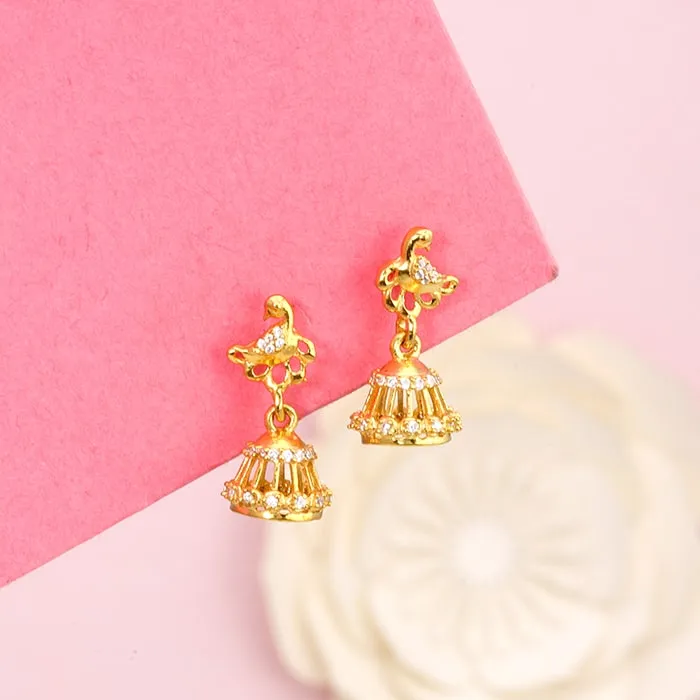 Golden Peacock Jhumki Earrings Giva