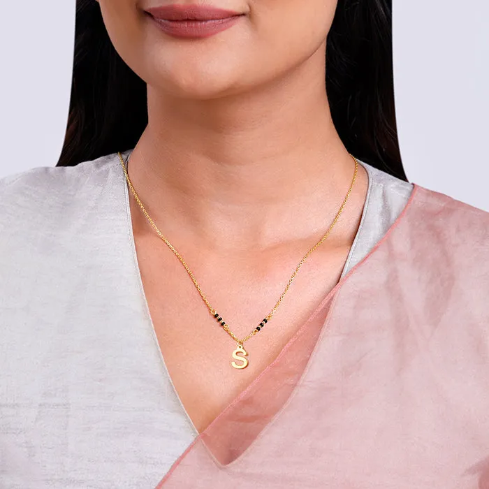 Golden Personalised Cherished Initial Mangalsutra Giva