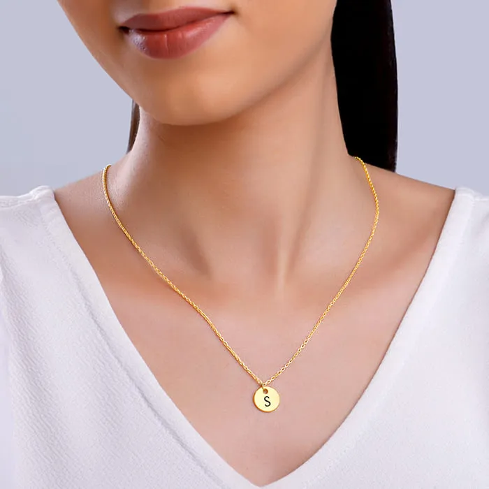Golden Personalised Classic Initial Pendant with Link Chain Giva