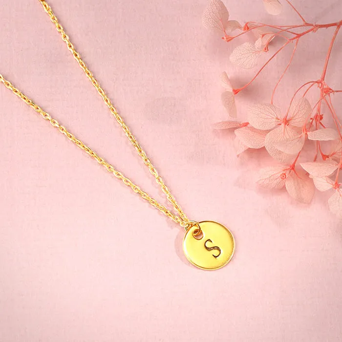 Golden Personalised Classic Initial Pendant with Link Chain Giva