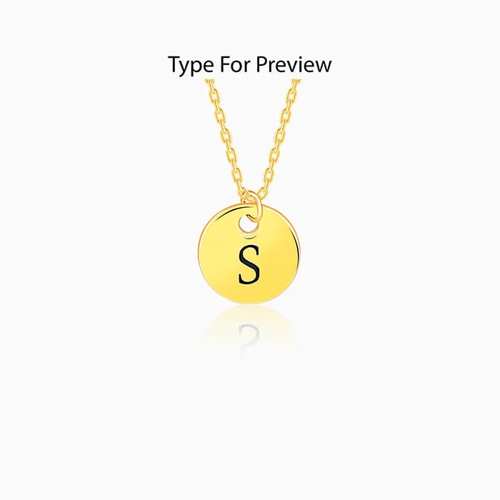 Golden Personalised Classic Initial Pendant with Link Chain Giva