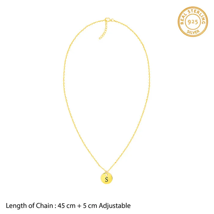 Golden Personalised Classic Initial Pendant with Link Chain Giva