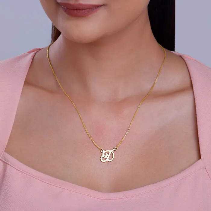 Golden Personalised Cursive Initial Necklace Giva