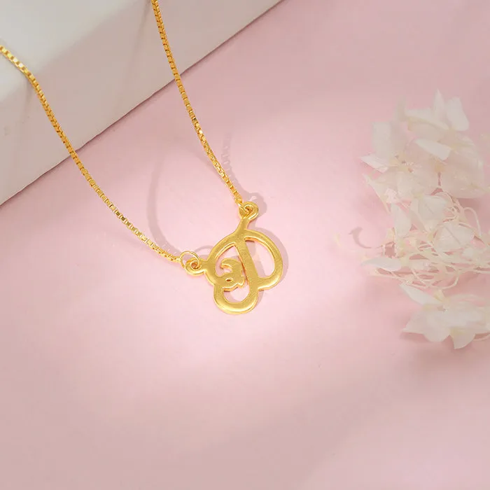 Golden Personalised Cursive Initial Necklace Giva