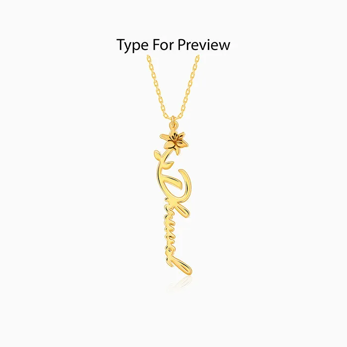 Golden Personalised Flower Name Pendant with Link Chain Giva