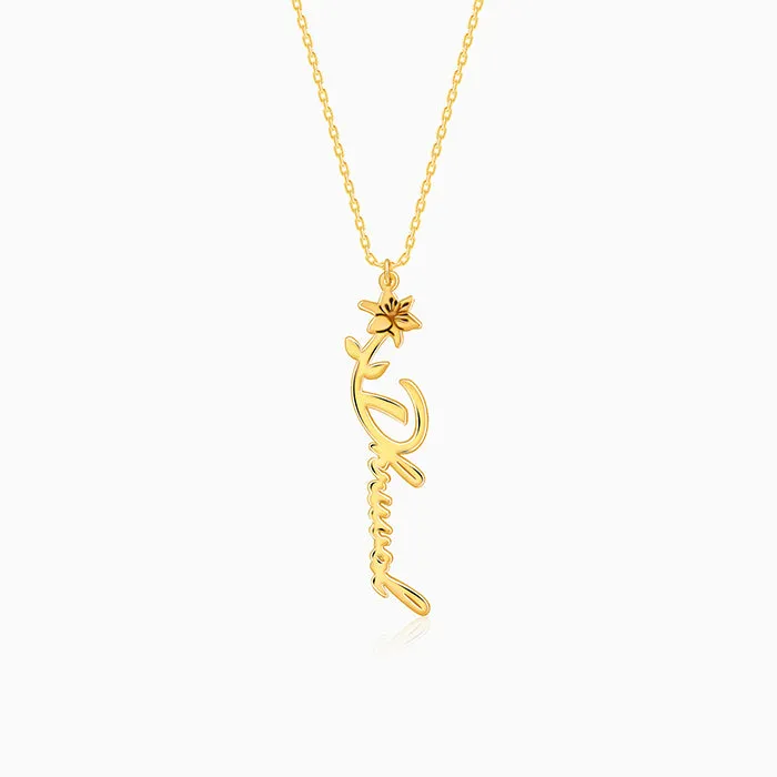 Golden Personalised Flower Name Pendant with Link Chain Giva