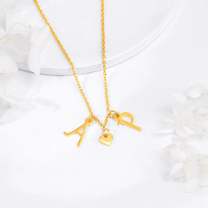 Golden Personalised Love Initials Necklace Giva