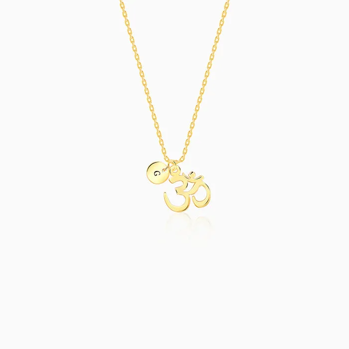 Golden Personalised Om Pendant With Link Chain Giva