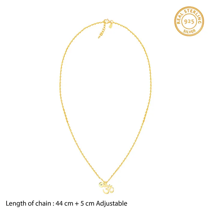 Golden Personalised Om Pendant With Link Chain Giva