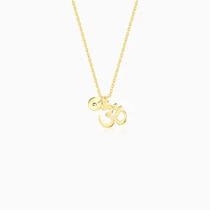 Golden Personalised Om Pendant With Link Chain Giva