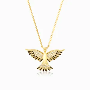 Golden Phoenix Black Stone Pendant with Link Chain Giva