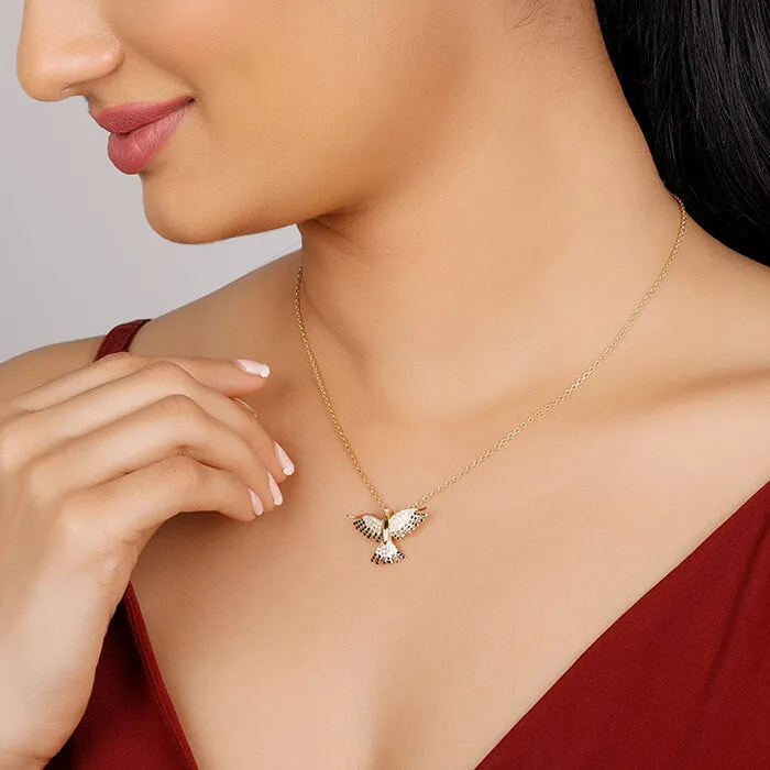 Golden Phoenix Black Stone Pendant with Link Chain Giva