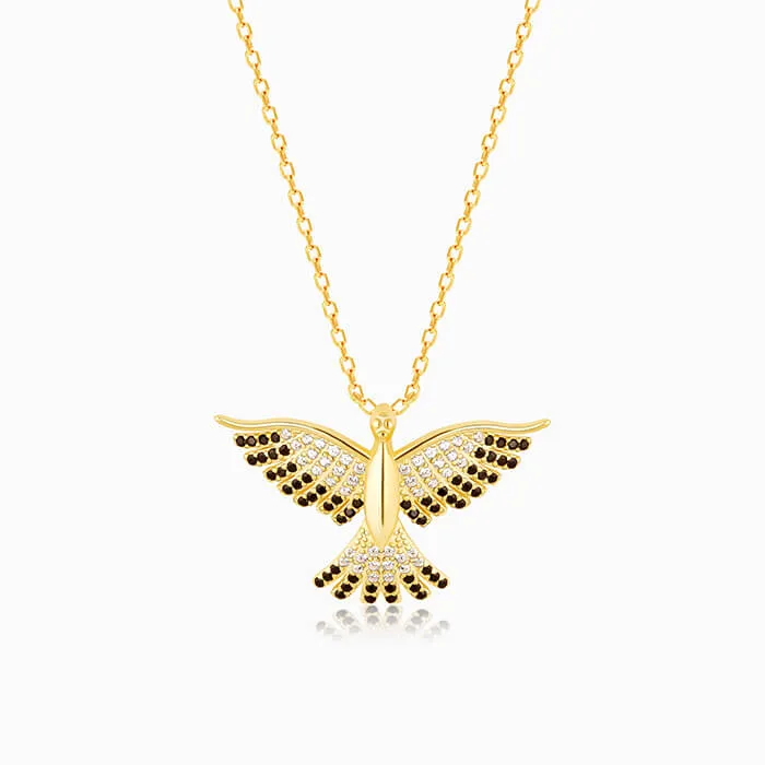 Golden Phoenix Black Stone Pendant with Link Chain Giva