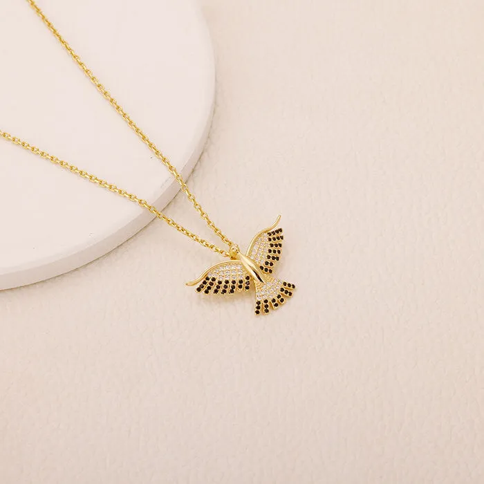 Golden Phoenix Black Stone Pendant with Link Chain Giva