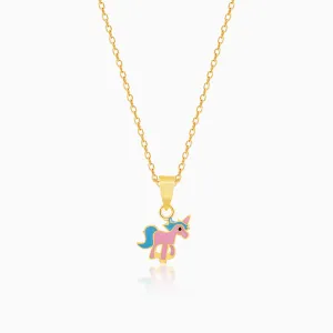 Golden Pie Unicorn Kids Pendant with Link Chain (7-10 yrs) Giva