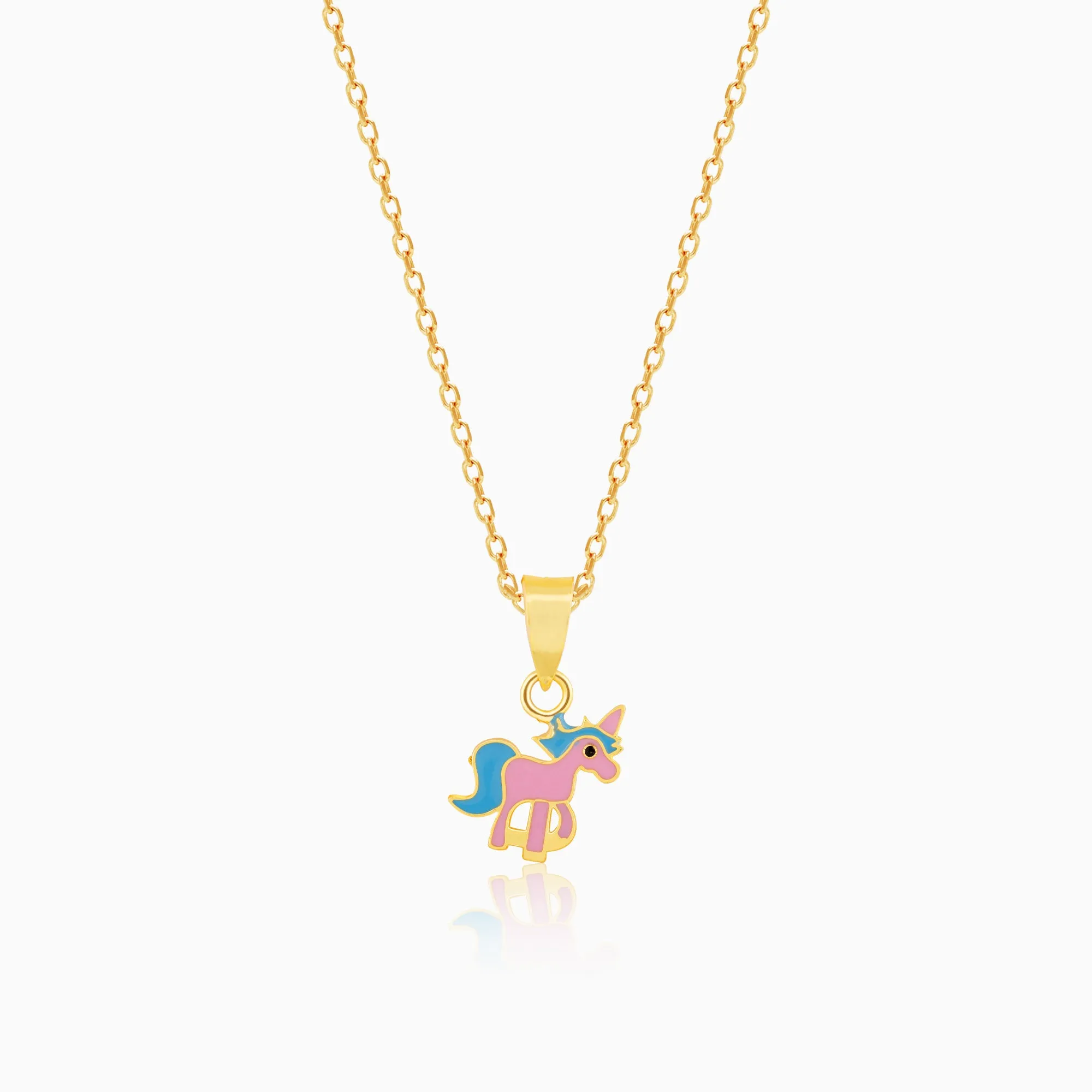 Golden Pie Unicorn Kids Pendant with Link Chain (7-10 yrs) Giva