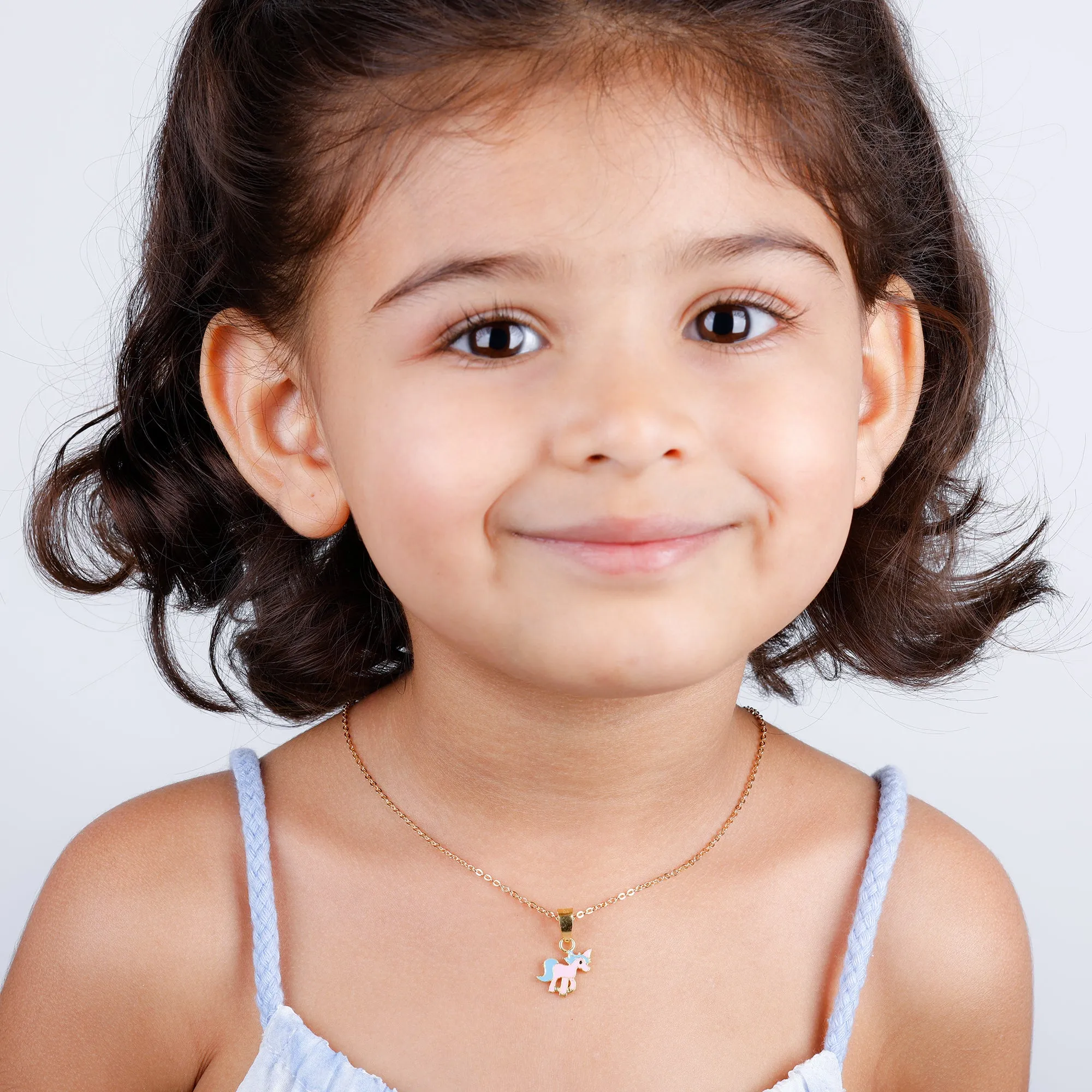 Golden Pie Unicorn Kids Pendant with Link Chain (7-10 yrs) Giva