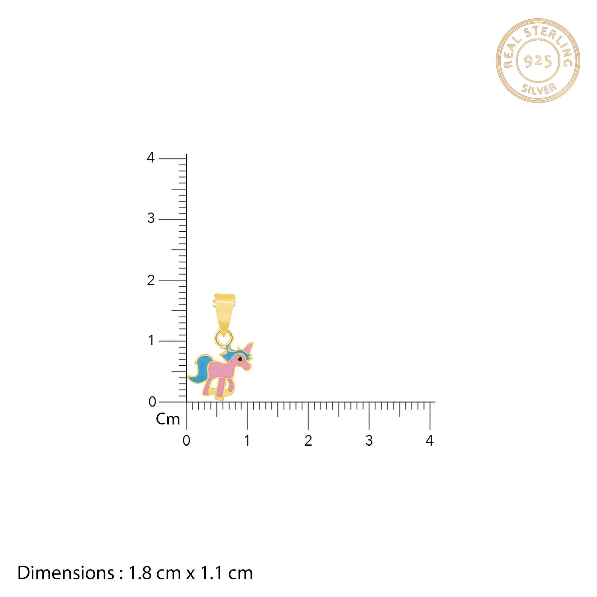 Golden Pie Unicorn Kids Pendant with Link Chain (7-10 yrs) Giva