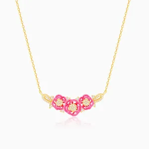 Golden Pink Brahma Kamal Necklace Giva